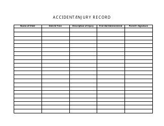 Document preview: Accident/Injury Record - Maryland