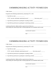 Document preview: Permission Slip - Swimming/Wading Activities - Maryland