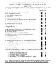 Document preview: Application for a Large Family Child Care Home Registration Checklist - Maryland