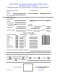 Document preview: Form DPSSP6711 Louisiana Junk or Scrap Metal Transaction Report - Louisiana