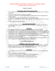 Form DSSP4424B &quot;Personnel Complaint Affidavit&quot; - Louisiana