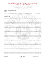 Form DSSP4424B &quot;Personnel Complaint Affidavit&quot; - Louisiana, Page 3