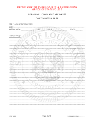 Form DSSP4424B &quot;Personnel Complaint Affidavit&quot; - Louisiana, Page 4