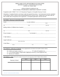 Form OCC200 Application to Operate an Educational Program in a Nonpublic Nursery School - Maryland