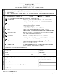 Form OCC1200 Child Care Center Application for License - Maryland
