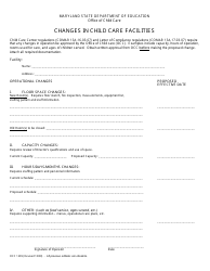 Form OCC1209 &quot;Changes in Child Care Facilities&quot; - Maryland
