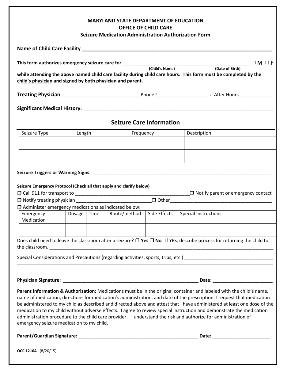 Form OCC1216A - Fill Out, Sign Online and Download Printable PDF ...