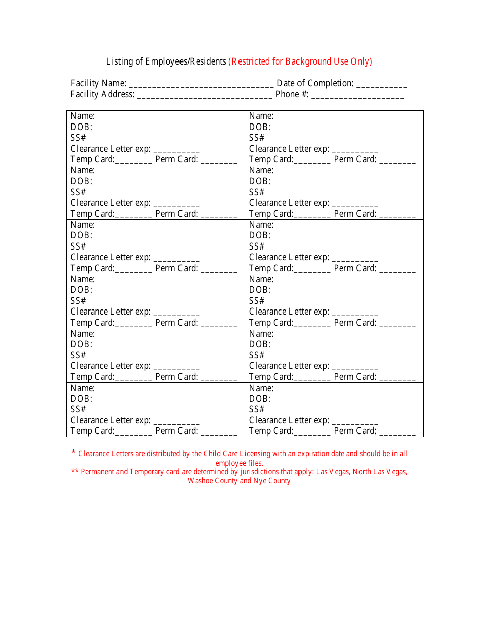 Listing of Employees / Residents - Nevada, Page 2