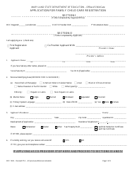 Document preview: Form OCC1230 Application for Family Child Care Registration - Maryland