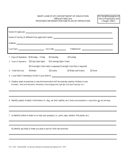 Form OCC1267 - Fill Out, Sign Online and Download Printable PDF ...
