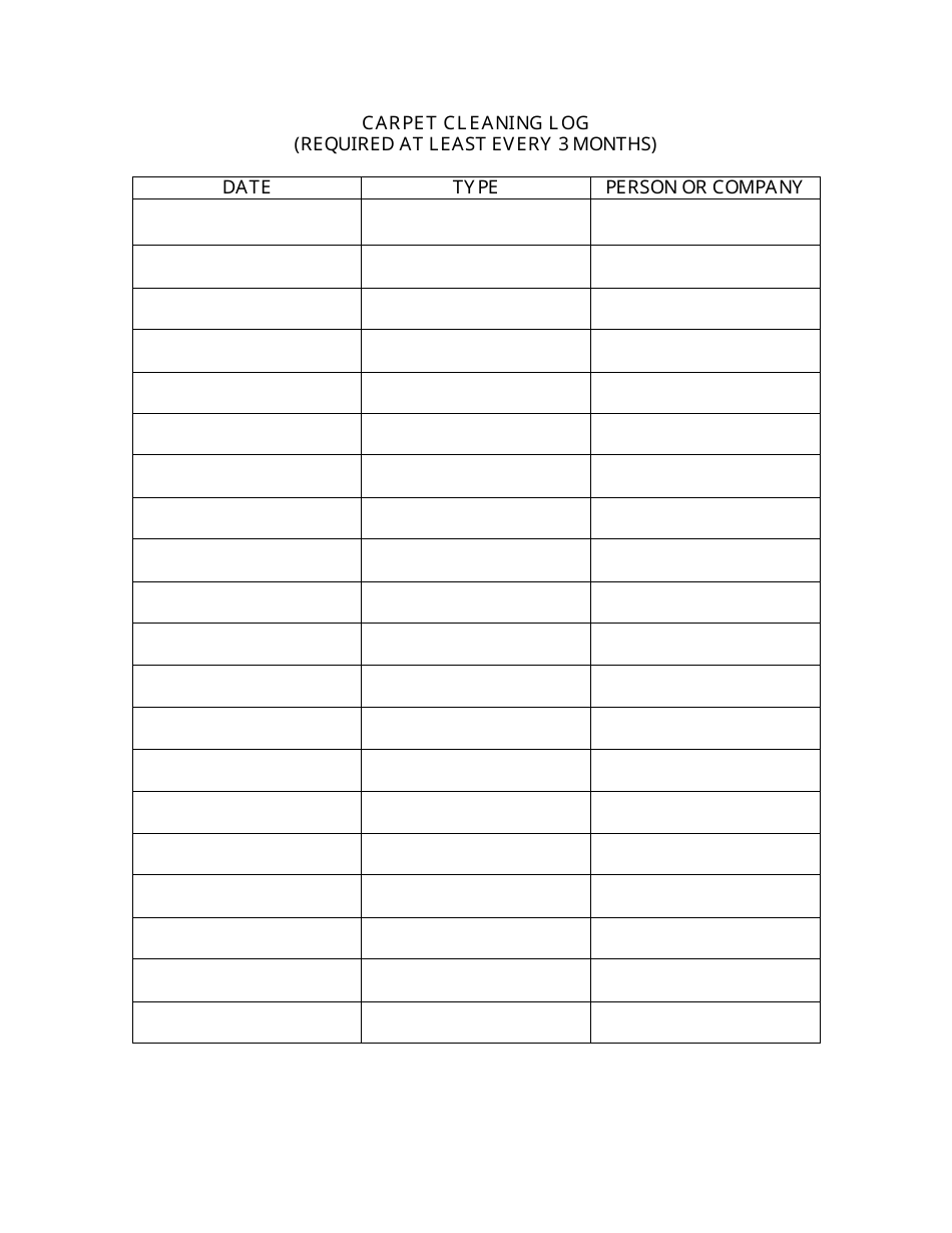 Nevada Carpet Cleaning Log - Fill Out, Sign Online and Download PDF ...