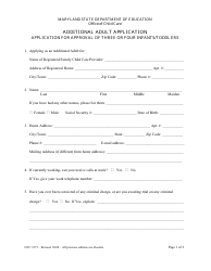 Form OCC1275 &quot;Additional Adult Application&quot; - Maryland