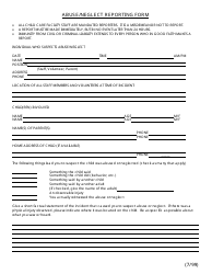 Document preview: Abuse/Neglect Reporting Form - Nevada