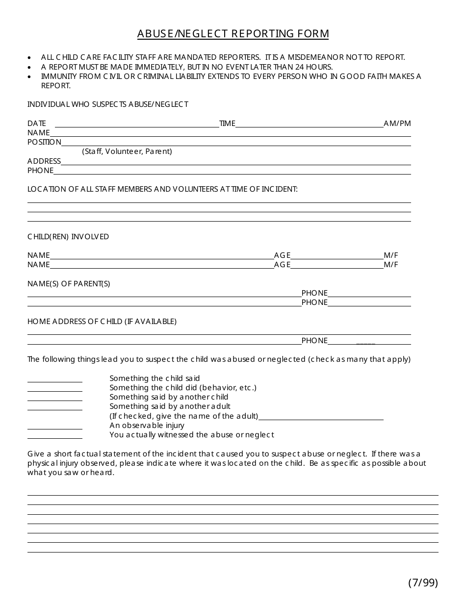 Nevada Abuse/Neglect Reporting Form - Fill Out, Sign Online and ...