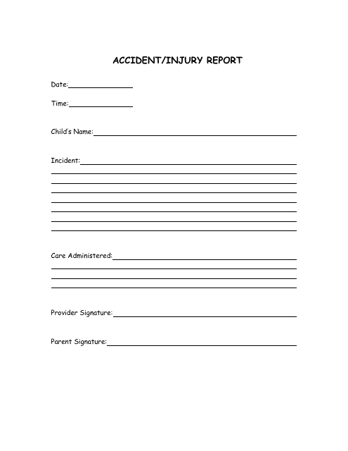 &quot;Accident/Injury Report&quot; Download Pdf