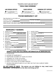 Document preview: Phone Emergency List - Nevada