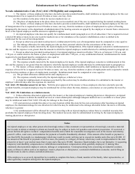 Form D-26 &quot;Application for Reimbursement of Claim Related Travel Expenses&quot; - Nevada, Page 2
