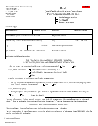 Form R-20 Qualified Rehabilitation Consultant Intern Application - Minnesota