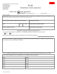 Form R-22 &quot;Rehabilitation Vendor Application&quot; - Minnesota