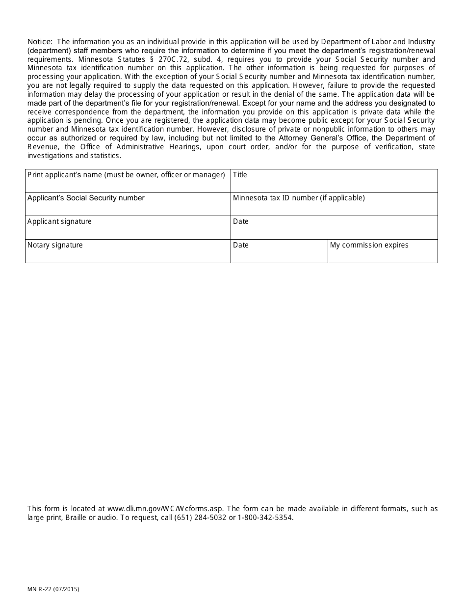 Form R-22 Rehabilitation Vendor Application - Minnesota, Page 3
