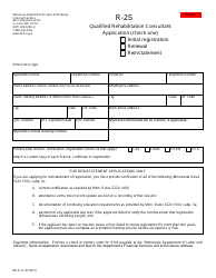Form R-25 Qualified Rehabilitation Consultant Application - Minnesota