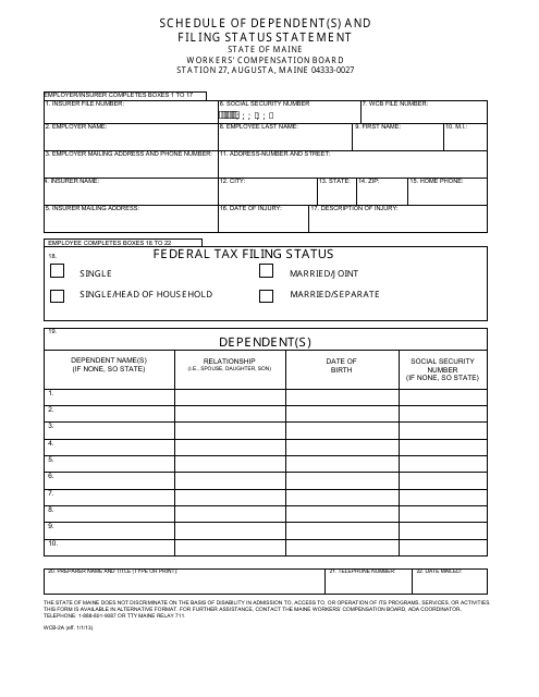 Form WCB-2A  Printable Pdf