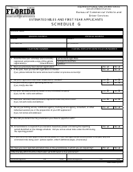 Form HSMV85046 Schedule G &quot;Estimated Miles and First Year Applicants&quot; - Florida