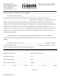 Document preview: Form HSMV86059 Florida Mobile Home Manufacturer Irrevocable Letter of Credit - Florida