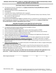 Form HSMV86218 &quot;Renewal Application for a Mobile Home Manufacturer or Recreational Vehicle Manufacturer, Importer, or Distributor&quot; - Florida, Page 2