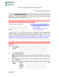 Form LWC-UI130 Application for Approved Training - Louisiana