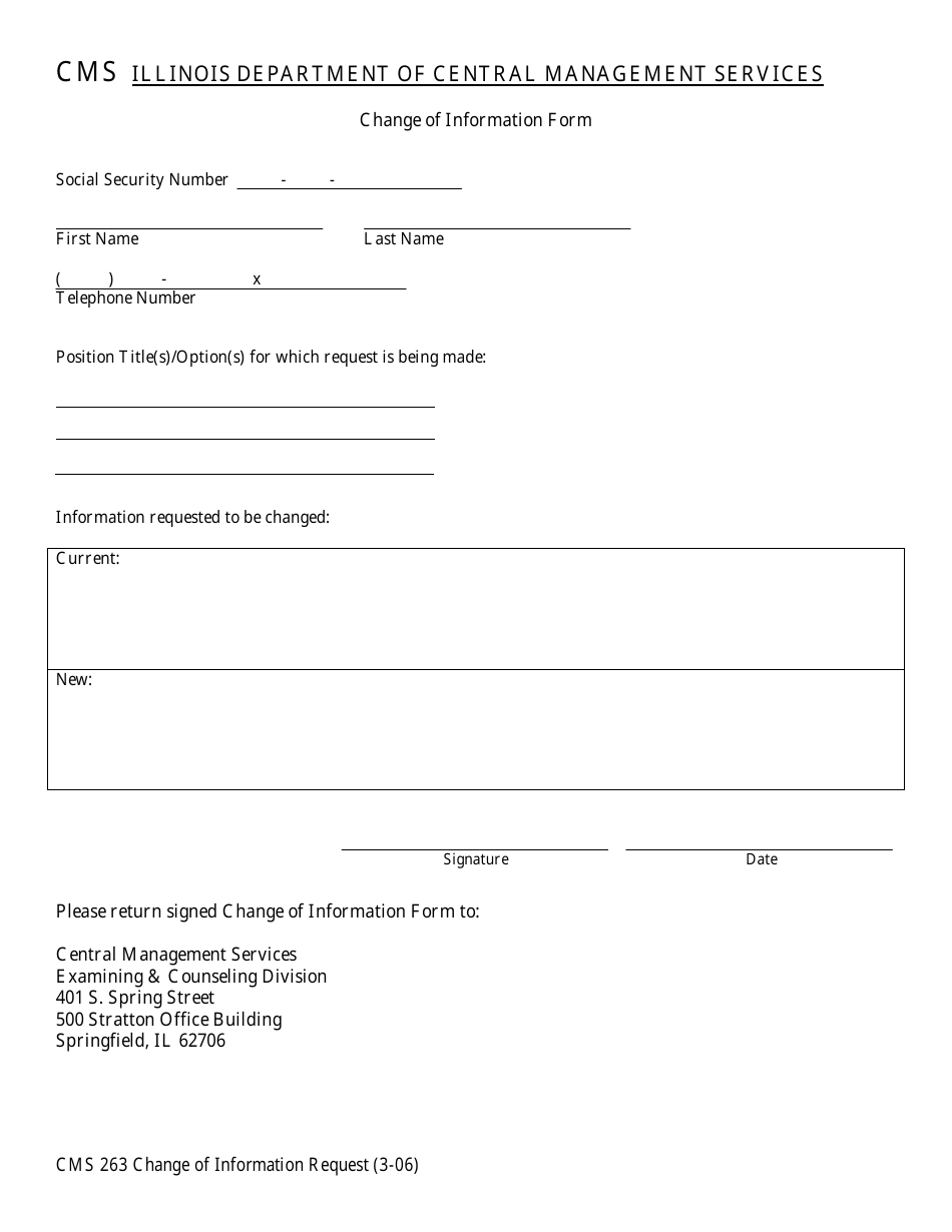 Form CMS263 Change of Information Form - Illinois, Page 1