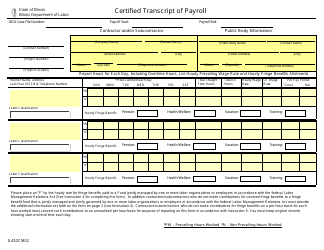 Form IL452CM02 &quot;Certified Transcript of Payroll&quot; - Illinois
