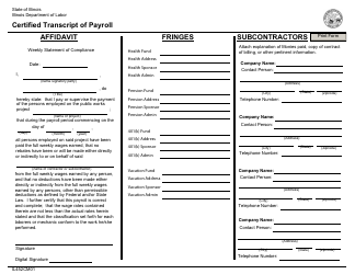 Document preview: Form IL452CM01 Certified Transcript of Payroll - Illinois