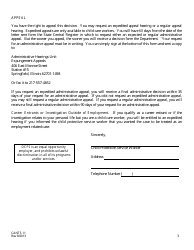 Form CANTS11 Notification of Decision in an Employment Related Report of Child Abuse and/or Neglect - Illinois, Page 3
