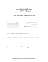 &quot;940-c Certification Request Form&quot; - Mississippi