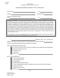 Form CFS600-4 Sharing Information With the Caregiver - Illinois