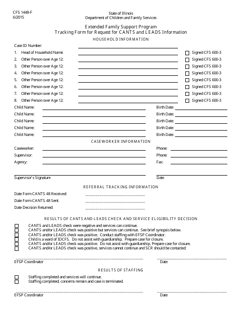 Form CFS1448-F Efsp Tracking Form for Request for Cants and Leads Information - Illinois