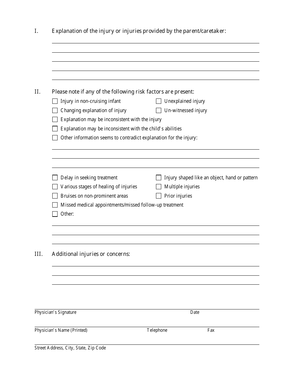 Form CANTS65-A Referral Form for Medical Evaluation of a Physical Injury to a Child - Illinois, Page 2