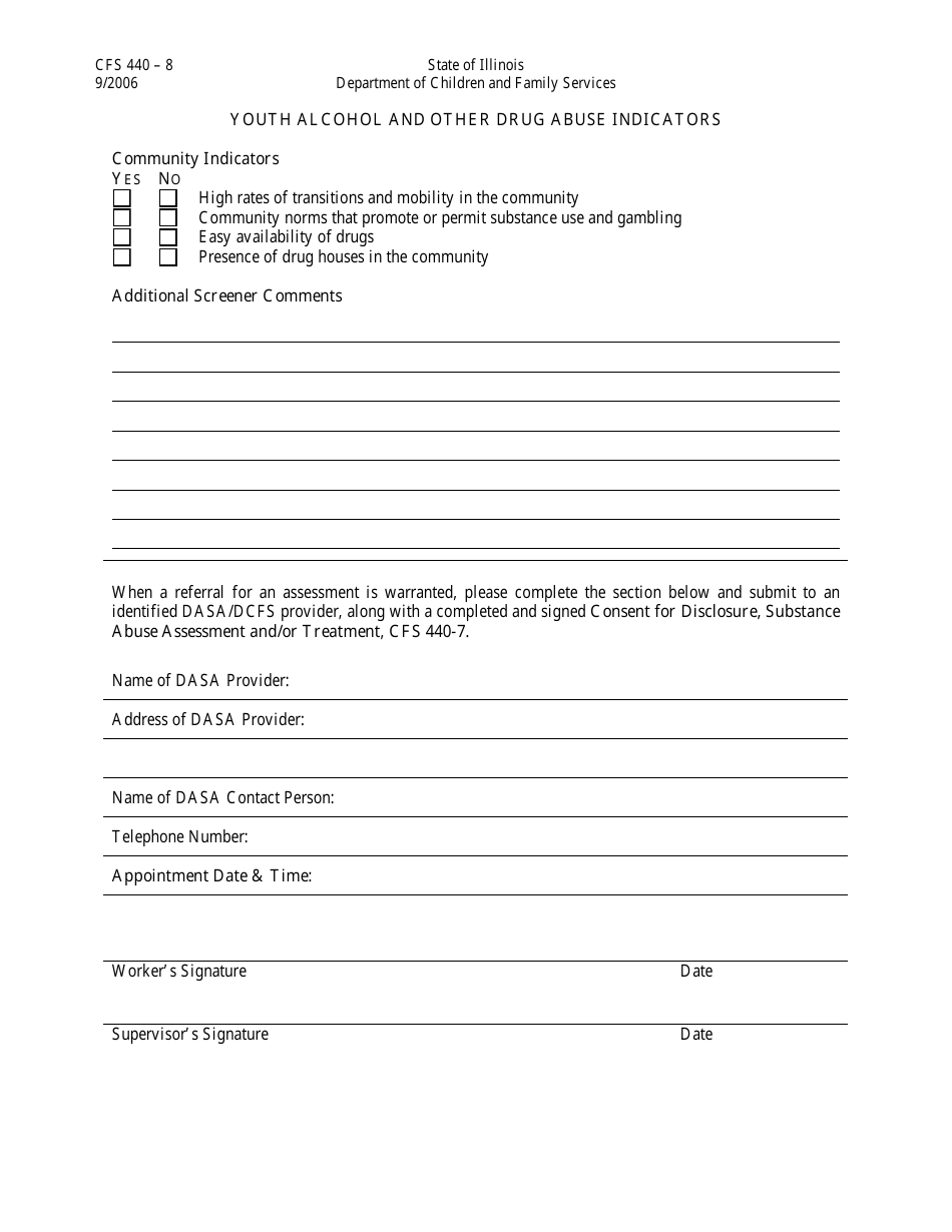 Form CFS440-8 Youth Alcohol and Other Drug Abuse Indicators - Illinois, Page 3