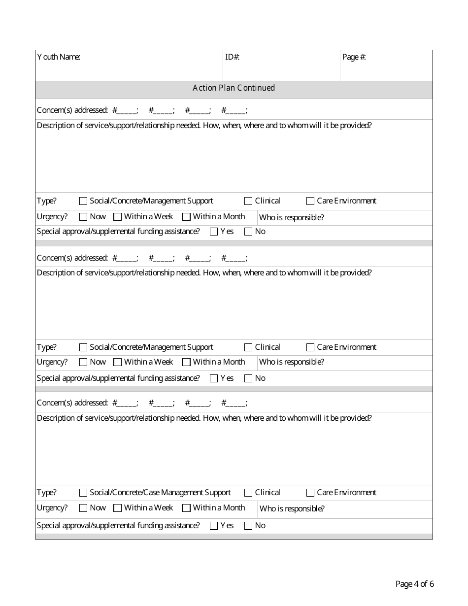 Form CFS1452-2 Clinical Intervention for Placement Preservation (Cipp) Action Plan - Illinois, Page 4