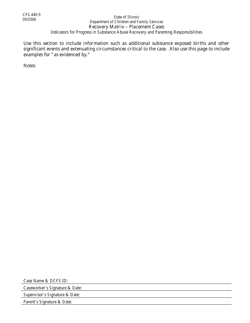 Form CFS440-9 Recovery Matrix - Placement Cases - Illinois, Page 8