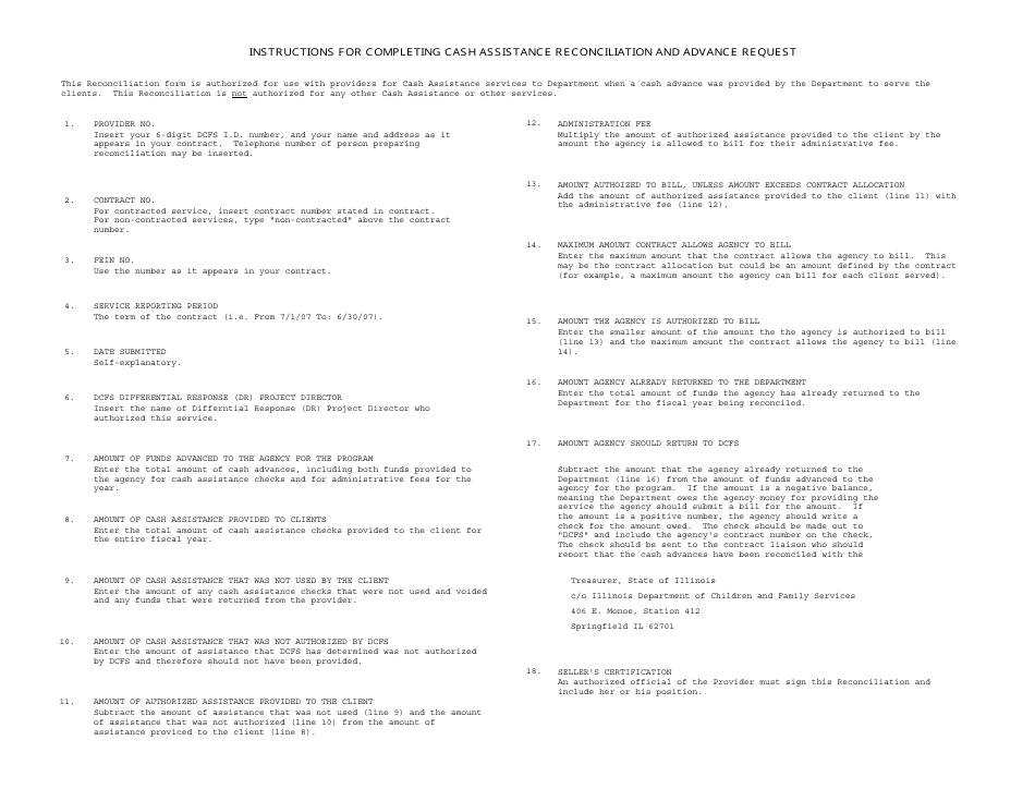 Form CFS613-5 Differential Response Final Cash Assistance Reconciliation - Illinois, Page 2