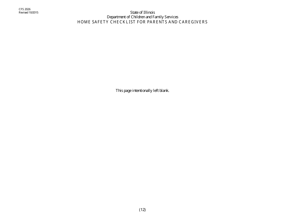 Form CFS2026 Home Safety Checklist for Parents and Caregivers - Illinois, Page 12