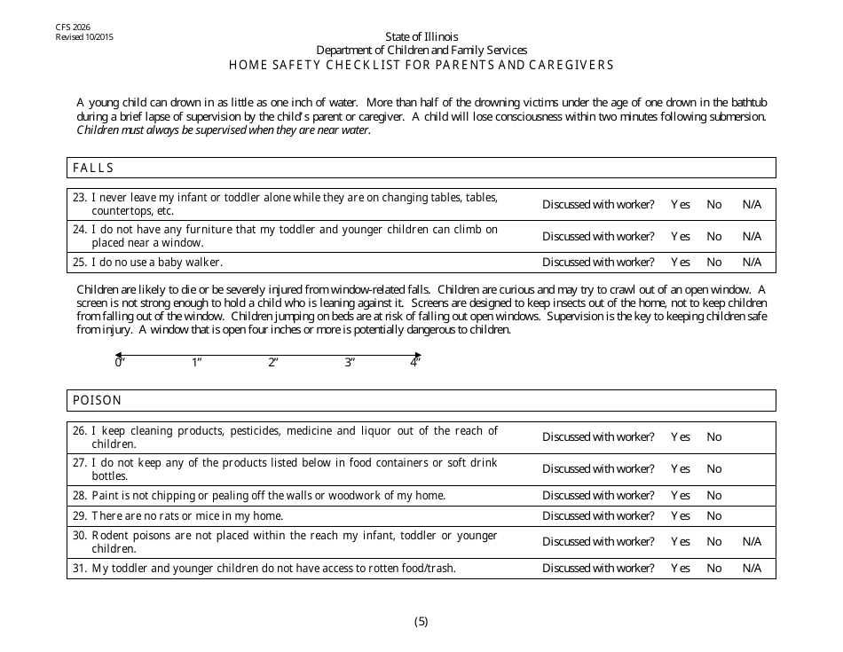 Form CFS2026 Home Safety Checklist for Parents and Caregivers - Illinois, Page 5