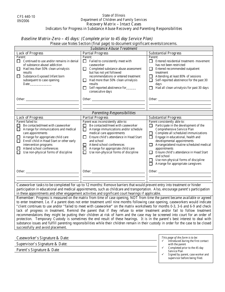 Form CFS440-10 Recovery Matrix - Intact Cases - Illinois, Page 3