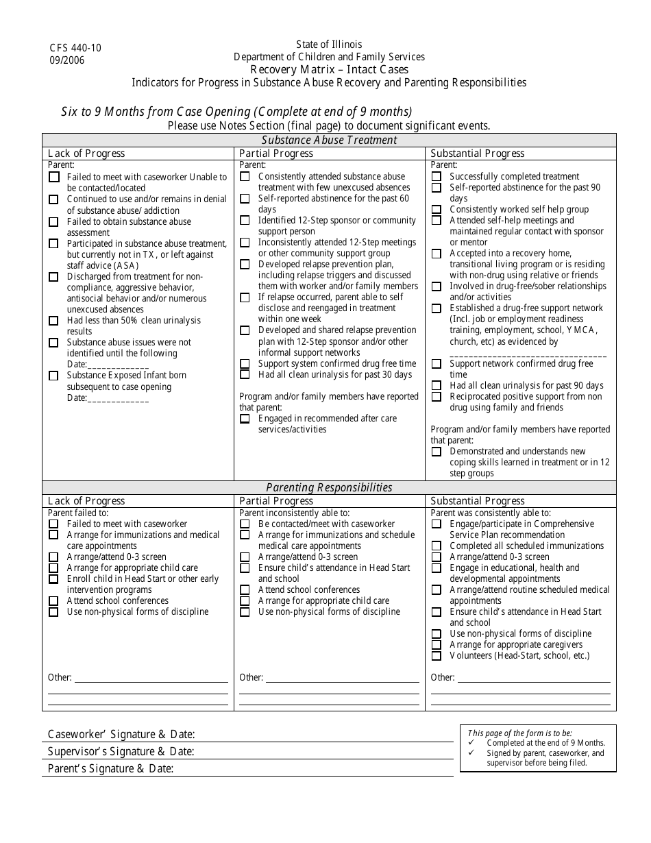 Form CFS440-10 Recovery Matrix - Intact Cases - Illinois, Page 6