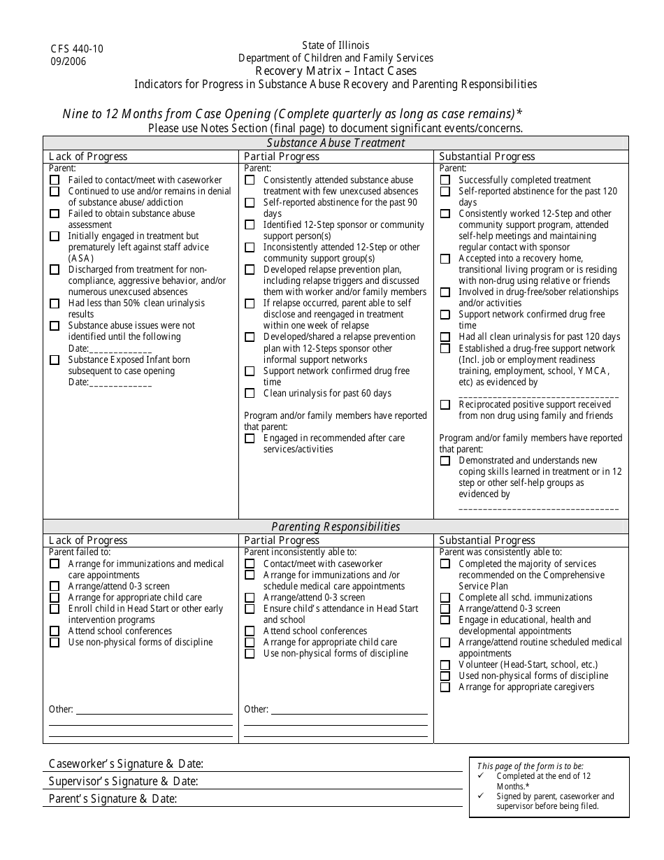 Form CFS440-10 Recovery Matrix - Intact Cases - Illinois, Page 7