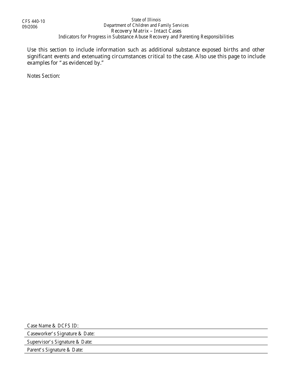 Form CFS440-10 Recovery Matrix - Intact Cases - Illinois, Page 8