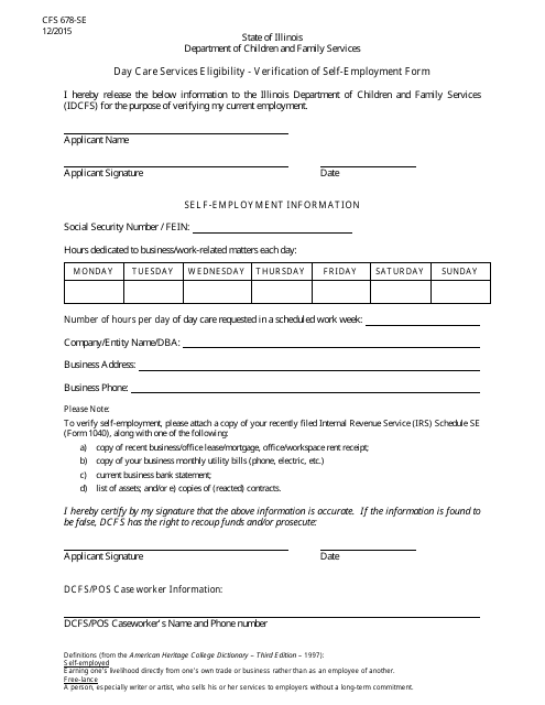 Form CFS678-SE Printable Pdf