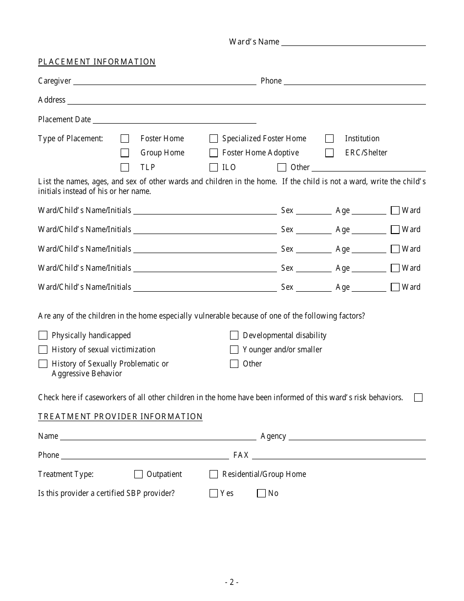 Form CFS685 Wards Supervision Plan - Illinois, Page 2